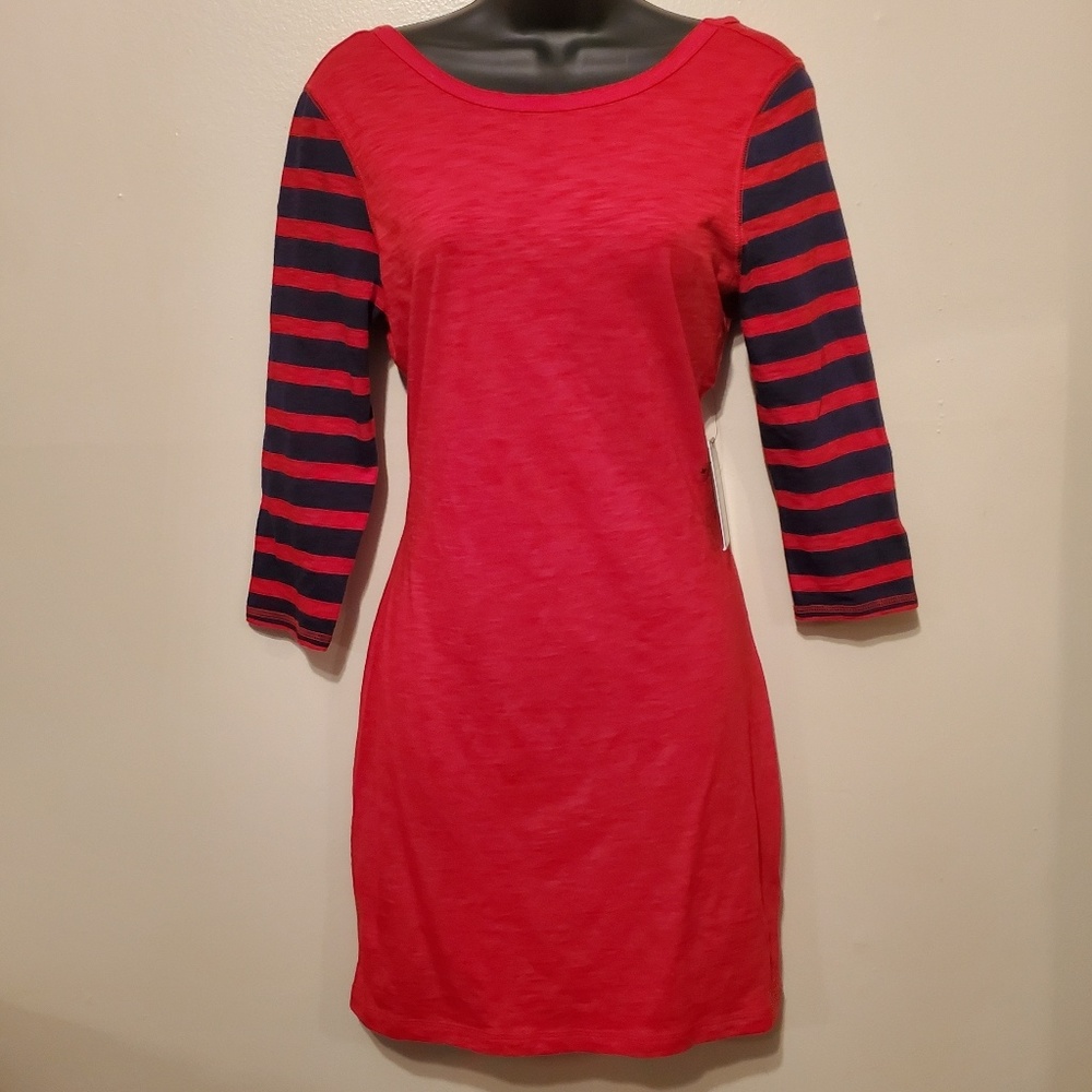 🔥🔥 NWT EXPRESS Red & Navy Blue 3/4 Sleeve Dress